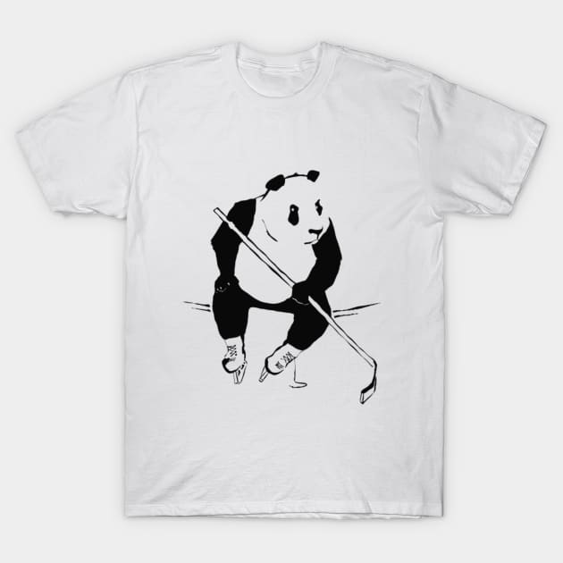 Panda playing hockey T-Shirt by Prizgena